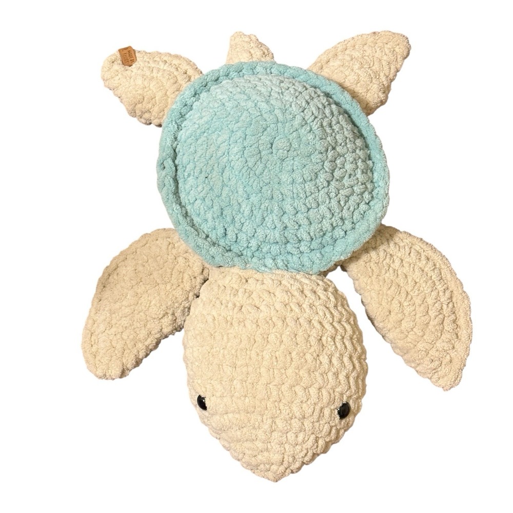 Handmade Crochet Sea Turtle Plush 16" Amigurumi Turtle Coastal Stuffed Toy